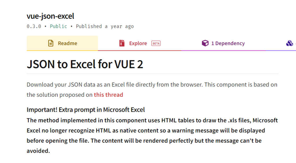 JSON to Excel for VUE 2